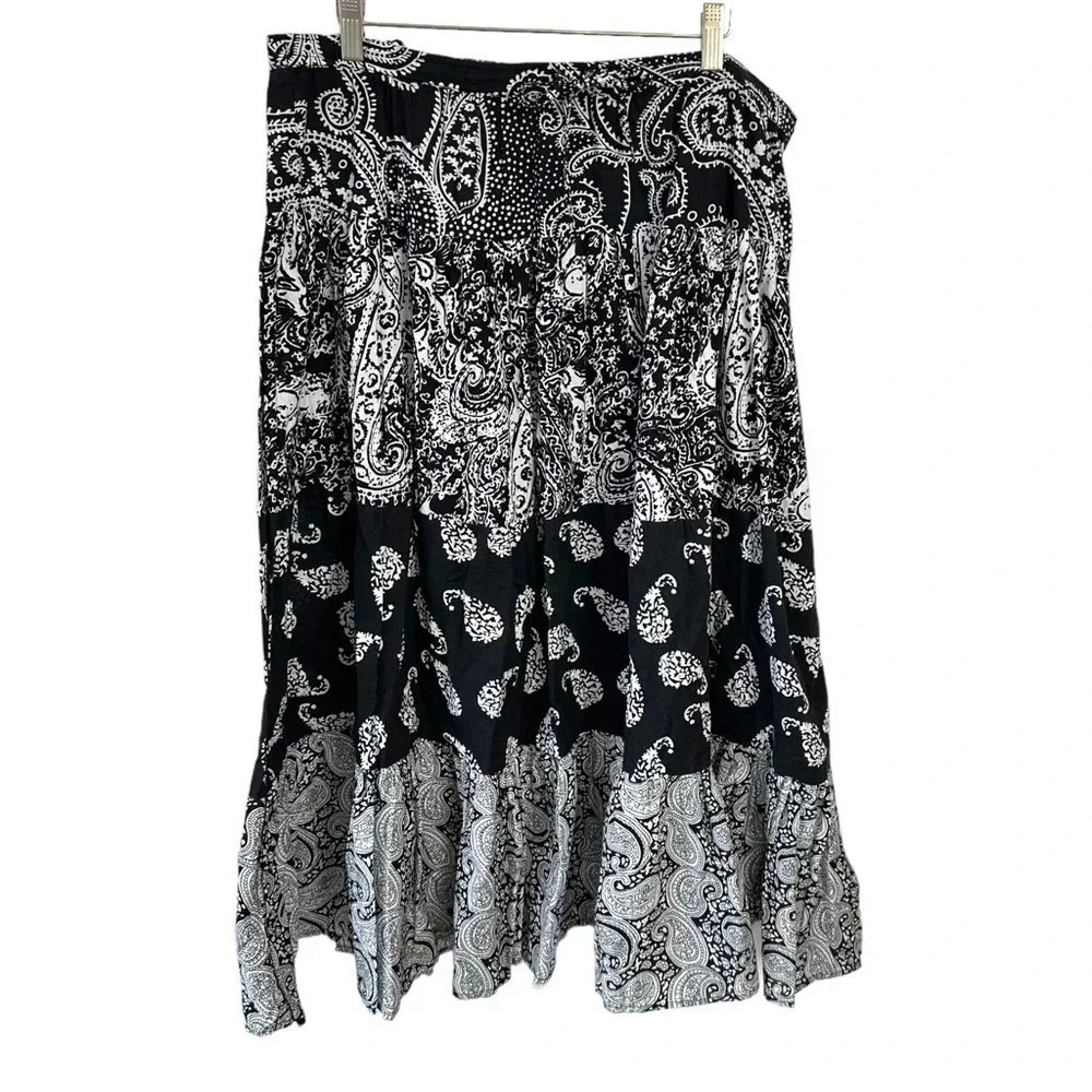 Christopher Banks S Black & white bohemian pull on tiered skirt Boho Hippie